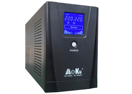 يو بي إس خط تفاعلي AoKu SL-3K، 3KVA، 2400 واط، هيكل معدني، شاشة LCD، خرج موجة جيبية نقية